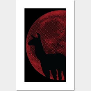 Llama Luna - Red Moon Llama Posters and Art